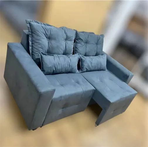 Sofá Retrátil de 3 Lugares Azul
