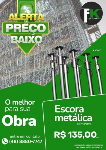 Escora Metálica 3,20mt - Seminova - Preço Baixo!