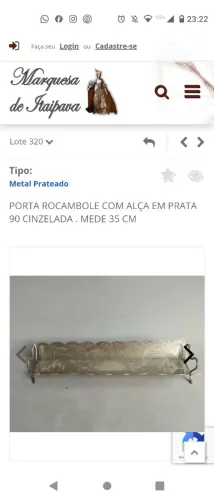 Porta Rocambole com Alça em Prata Cinzelada