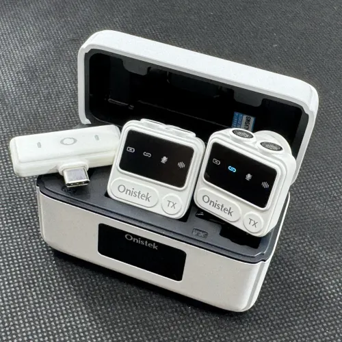 Microfone de lapela sem fio duplo com ímã adaptador tipo c 