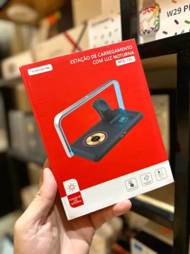 ESTAÇÃO DE CARREGAMENTO C/ LUZ NOTURNA 4 EM 1 TOMATE