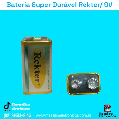 Bateria 9V Super Durável Rekter - Ideal para seus Games!