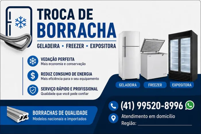 Troca de borracha frezzer , geladeira , expositora