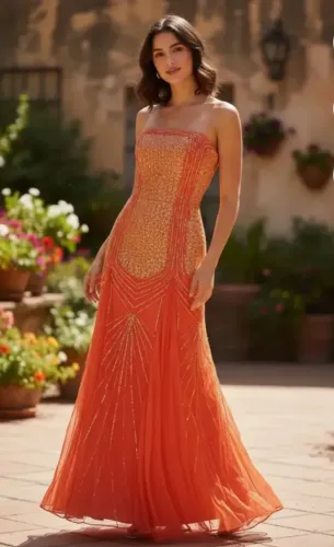 Vestido para festas laranja