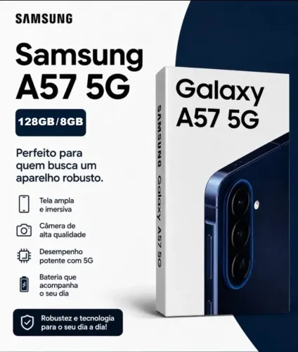 (Novo/Lacrado) Galaxy A57 128GB / 8GB, 5G, Tela AMOLED 6,7, Bateria 5.000mAh