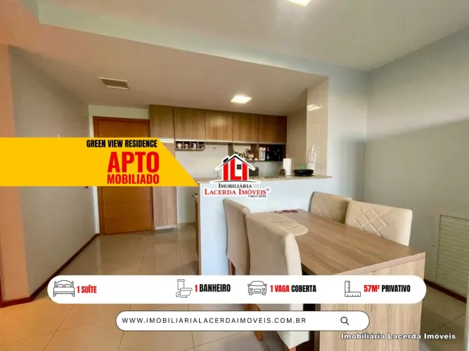 Green View Residence, Apartamento Mobiliado 1 Quarto com Varanda e Piscina no Terraço