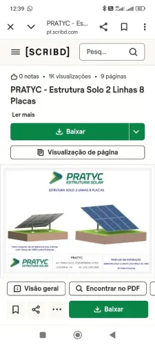 Estruturas solo p/ fixação de placas solar 