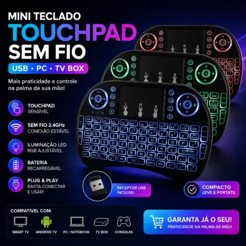 Mini Teclado Touchpad Sem Fio Usb Pc Tv box