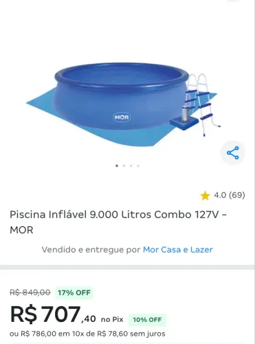Piscina inflável 9000 litros Nova