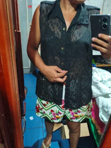 Blusa feminina transparente M preta