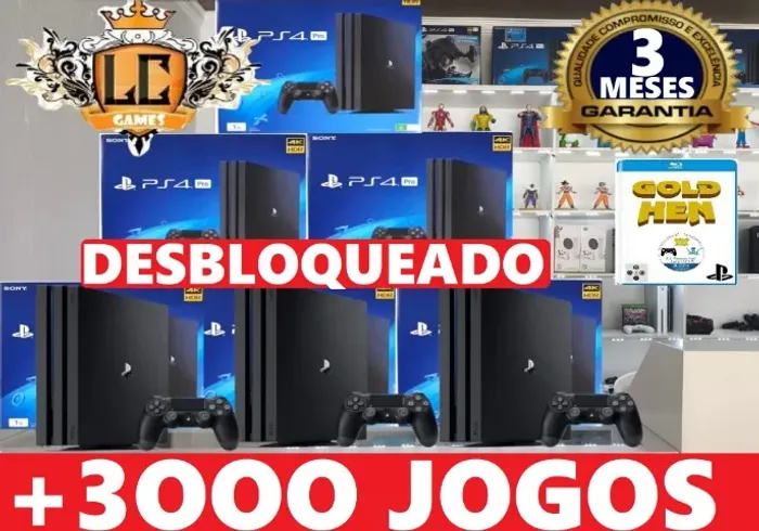 PS4 PRO { DESBLOQUEADO } COM 3OOO JOGOS e GARANTIA I LOJA FISICA