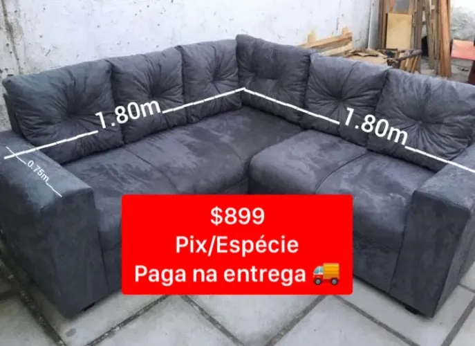 Sofá de Canto 5 lugares, no suede aveludado frete grátis no Recife 