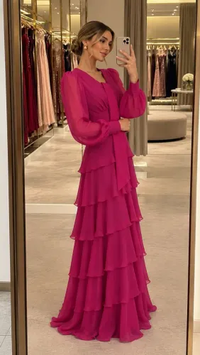 Vestido Averara Aurora fúcsia