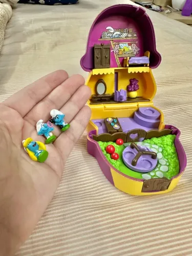 Brinquedos Smurfs miniaturas com casinhas