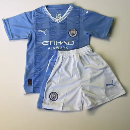 Camisa do Manchester City 1 Infantil (kit com short - 10/11 anos) - 23/24