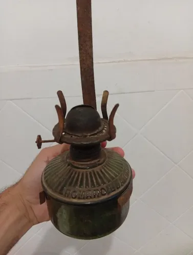 Lampião antigo Romaro vidro verde 