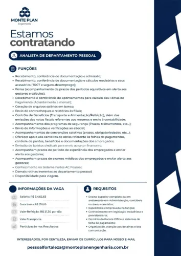 ANALISTA DE DEPARTAMENTO PESSOAL