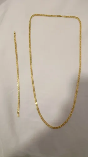 Corrente e pulseira de moeda antiga 4mm
