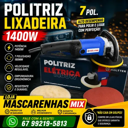 Politriz Lixadeira Profissional 7Pol. " 1400W Cod: 051