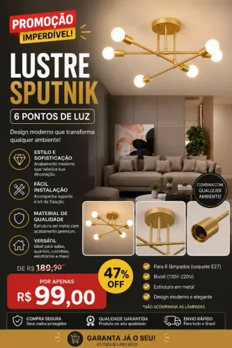 Lustre Sputnik para 6 lâmpadas  a vista 