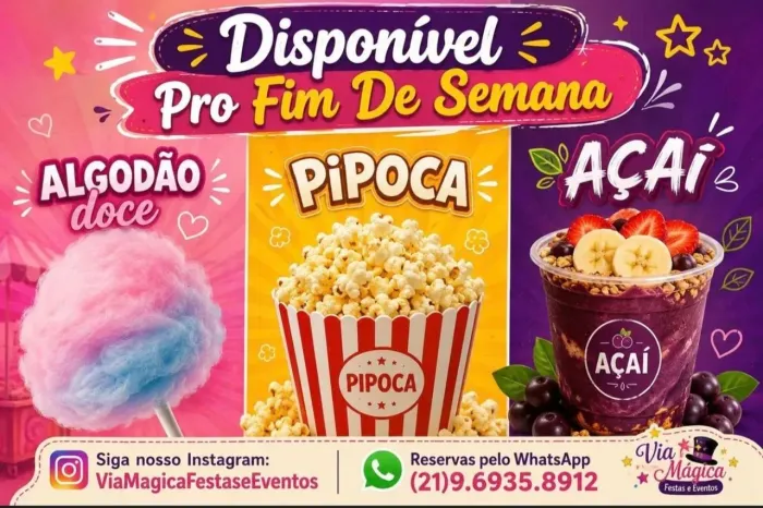 Estação De Algodão Doce, Pipoca, Açaí e Muito Mais