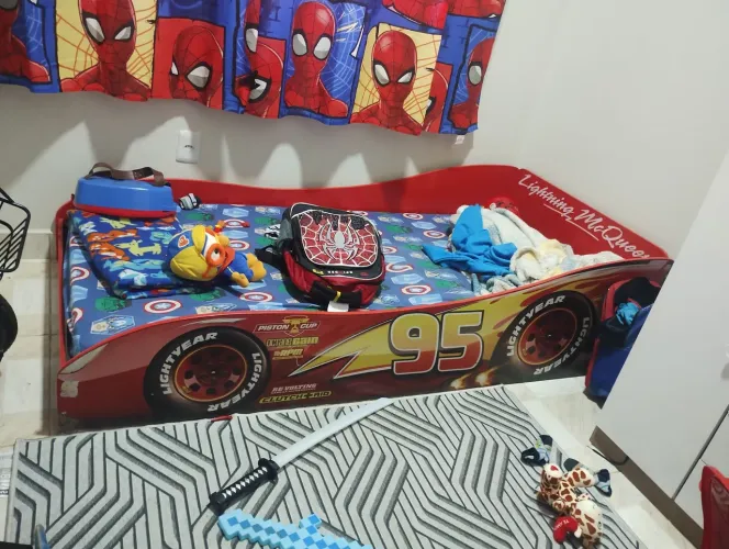 Cama infantil solteiro com colchão, tamanho padrão
