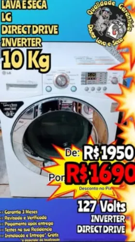 LAVA E SECA LG 10.0Kg Inverter TODA FUNCIONANDO! Instalação e Entrega Grátis*! TOoP