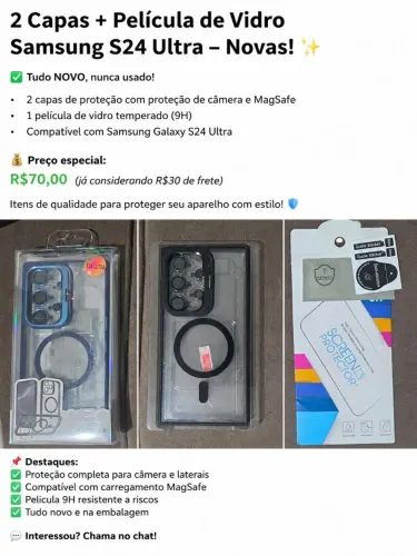 Kit S24 Ultra: 2 Capas + Película 9H NOVOS