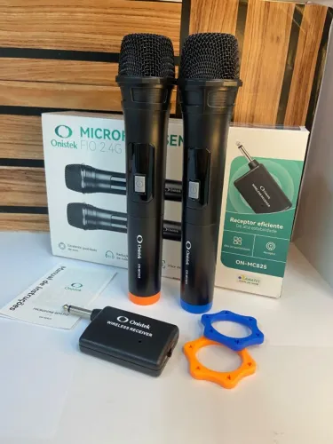 Microfone sem Fio Duplo Onistek com Receptor ON-MC825