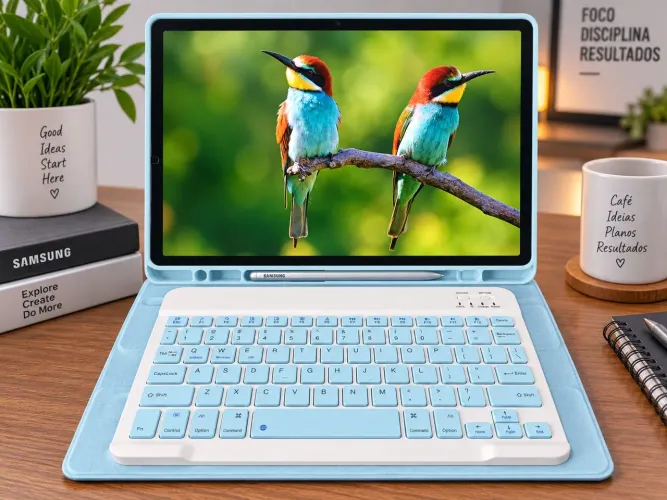 Samsung Galaxy Tab S7 FE 128GB / 6GB RAM 4G LTE + S Pen + Capa + Teclado Bluetooth