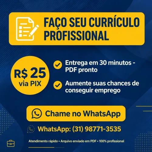 Faço currículo profissional em 30 min - R$ 25 via pix - Ibirité/MG