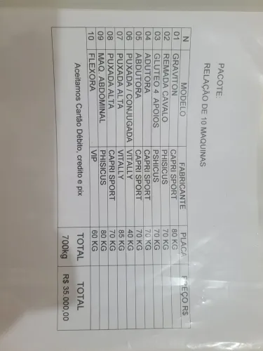 Vendo 10 máquinas de musculação 