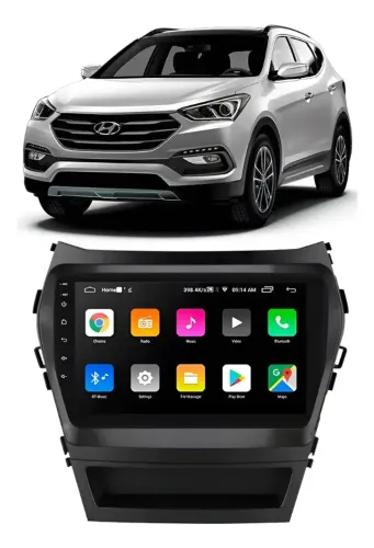 Central Multimídia Android 9 Pol. Santa Fé 2014 a 2019 c/ Amplificador Original