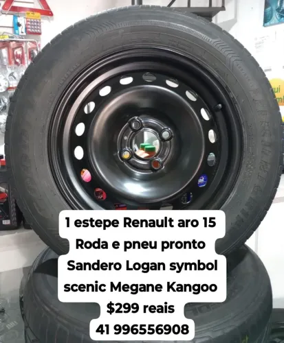 Roda Renault aro 15 estepe pronto Sandero Logan symbol scenic Megane Kangoo Clio 