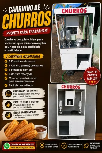 Carrinho de churros, completo pronto para uso