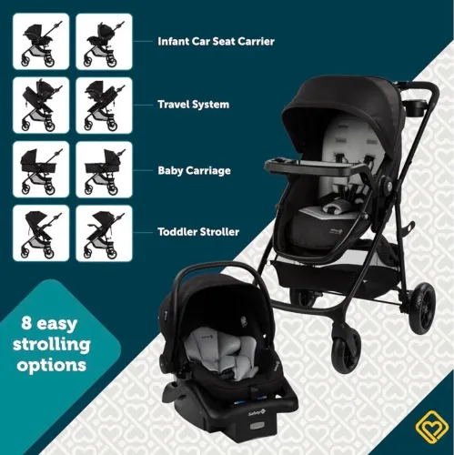 Carrinho de Bebê com Cadeira para Carro (Bebê Conforto) Safety 1st Go Flex 8 em 1