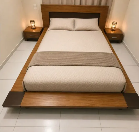 Cama modelo oriental e guarda roupa