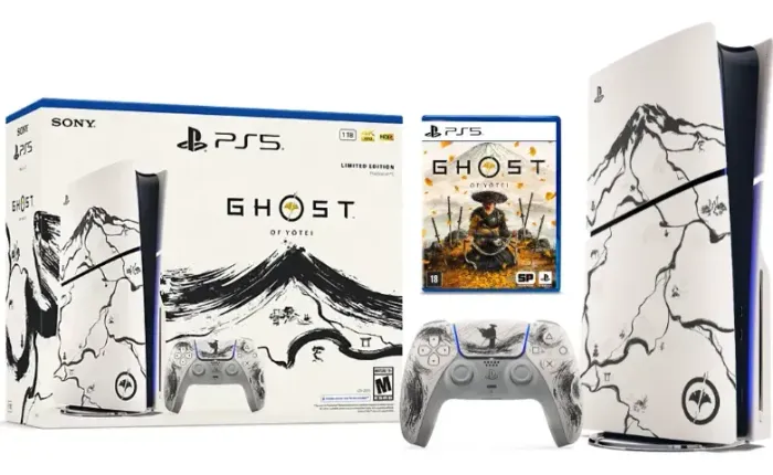 Ps5 slim midia fisica edição ghost of yotei Black ( acompanha o jogo )