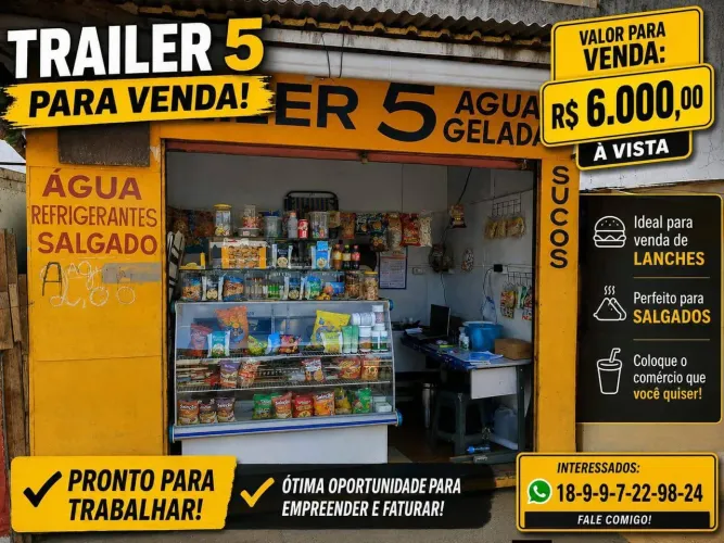  TRAILER 5 COMPLETO À VENDA PRONTO PARA COMEÇAR SEU NEGÓCIO! ?