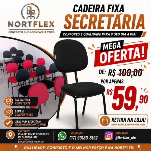 Cadeiras fixa secretária- ótimo custo benefício