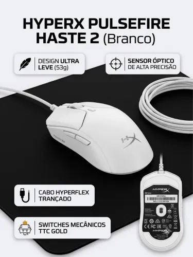 Mouse Gamer HyperX Pulsefire Haste 2 Branco