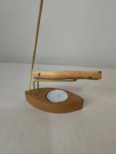 Incensário Queimador De Palo Santo E Porta-Velas (Rústico / Zen)