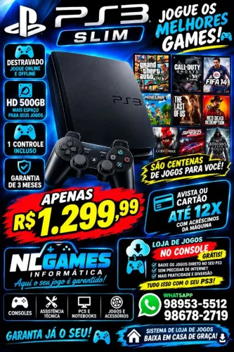 Ps3 destravado 500GB loja de jogos 