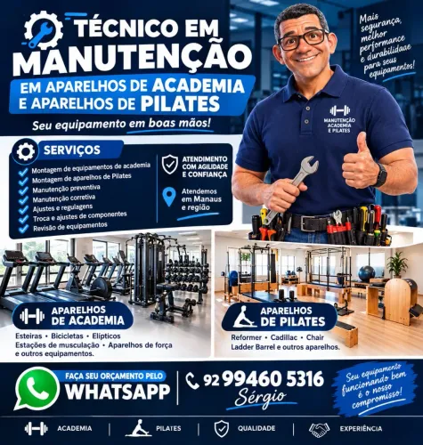 Técnico em Manutenção em Aparelhos de Academia e Pilates | Montagem e Conserto | Manaus