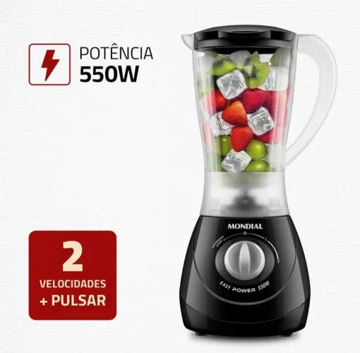Liquidificador Mondial Power 1.9L 550W 2 velocidade pulsar - Preto