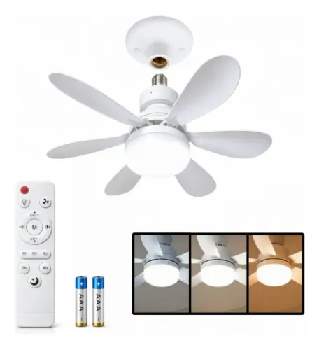 Lâmpada Ventilador Teto Branco Controle Remoto Bivolt Brinde