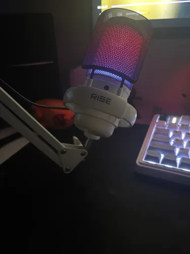 Microfone Gamer Rise Mode Elite 08 RGB com Suporte - Branco
