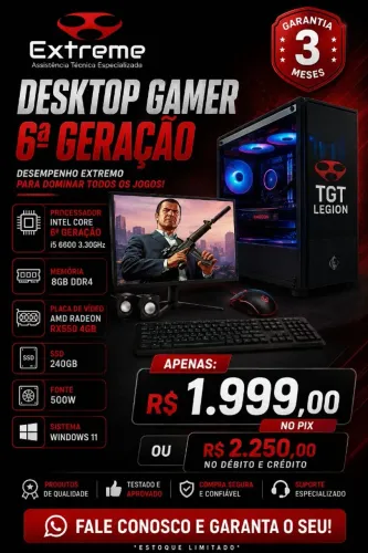 Computador Gamer Novo Preto Completo