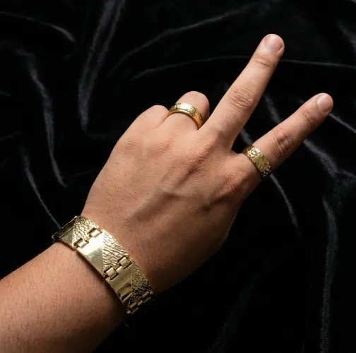 Bracelete Masculino pulseira banhada a ouro 