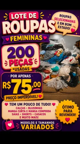 Lote de roupas para brechó 200 peças femininas 